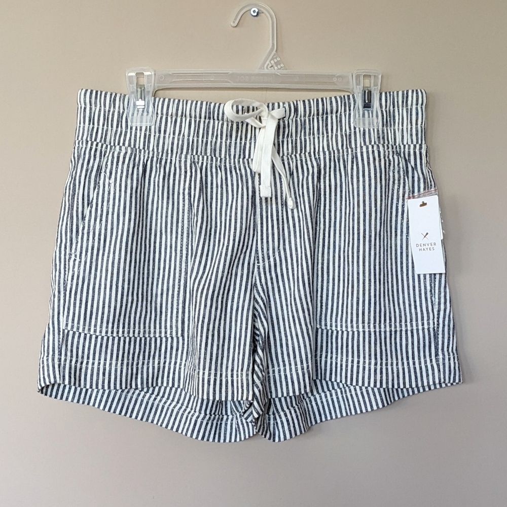 NWT Denver Hayes Linen Blend Striped Shorts